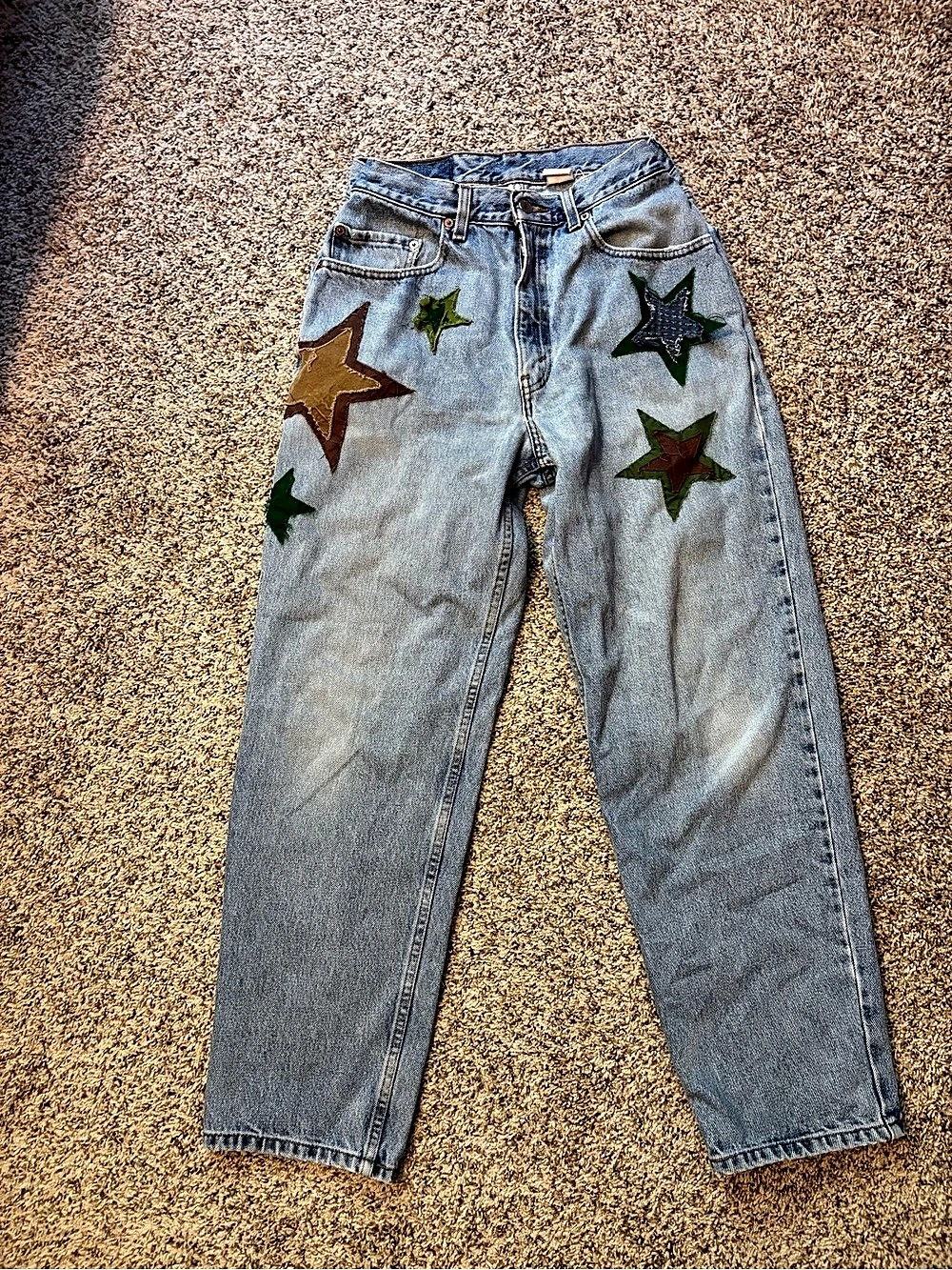 Levi's 550 Relaxed Fit Jeans with Custom Star Appliques Blue